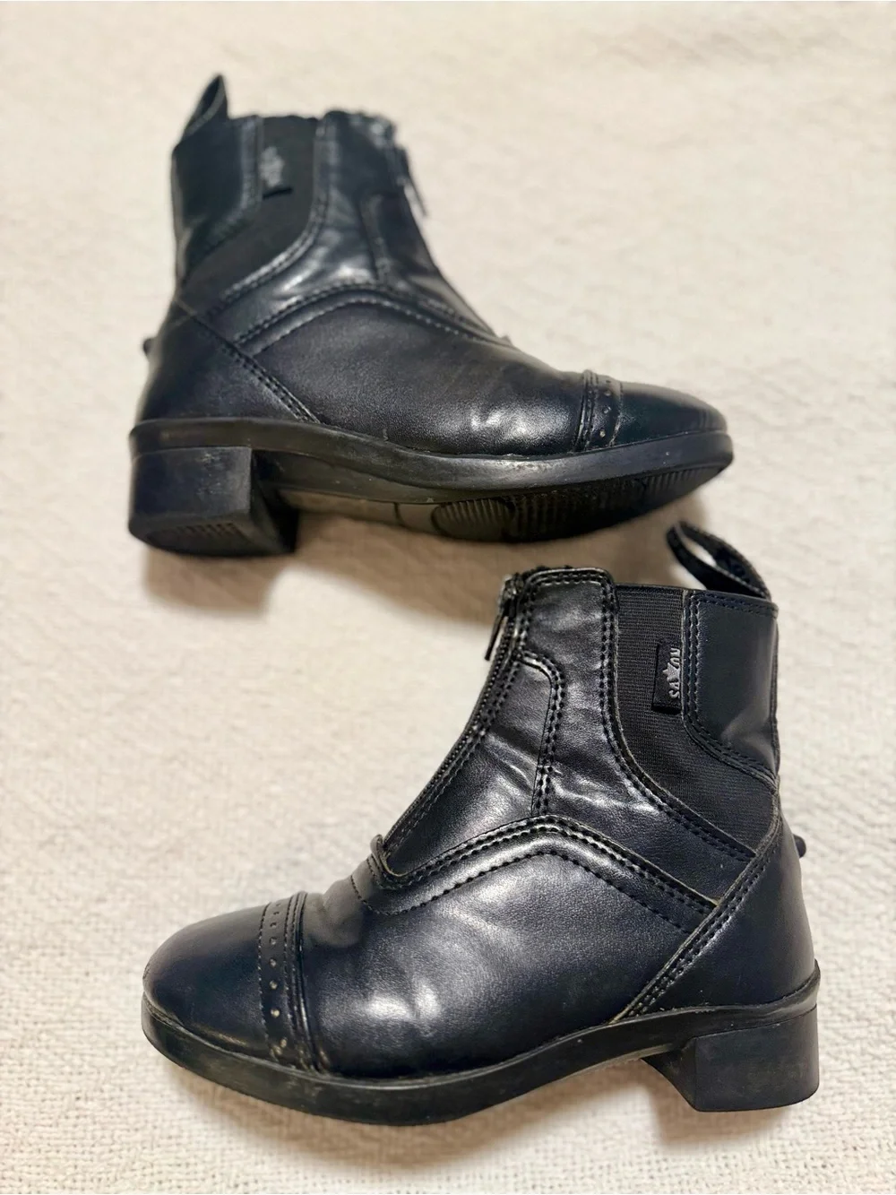 Saxon Kids Black Paddock Riding Boots Size 11 Zip Equestrian